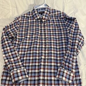 Johnston & Murphy Plaid Shirt - Blue, White, and Brown
